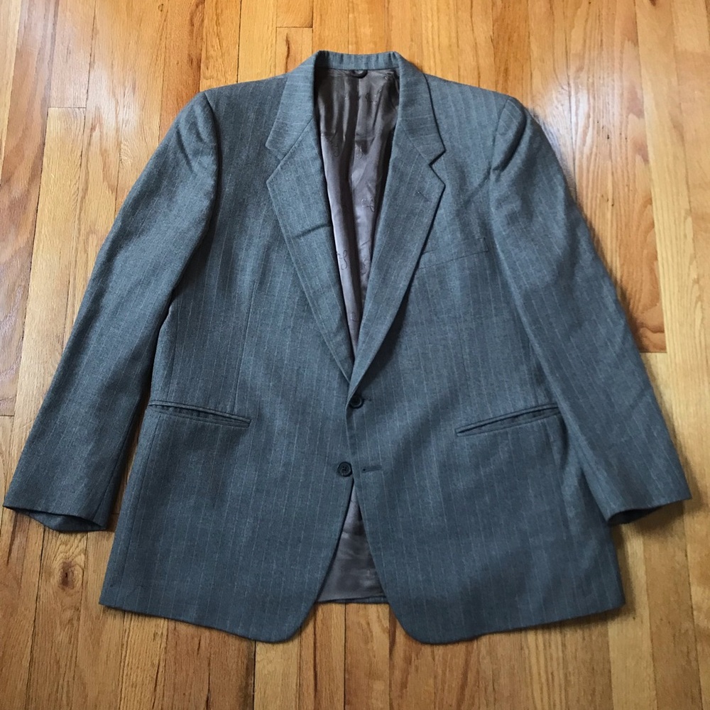 Givenchy Vintage Pinstripe Gray Men's 2 Button Blazer 46R